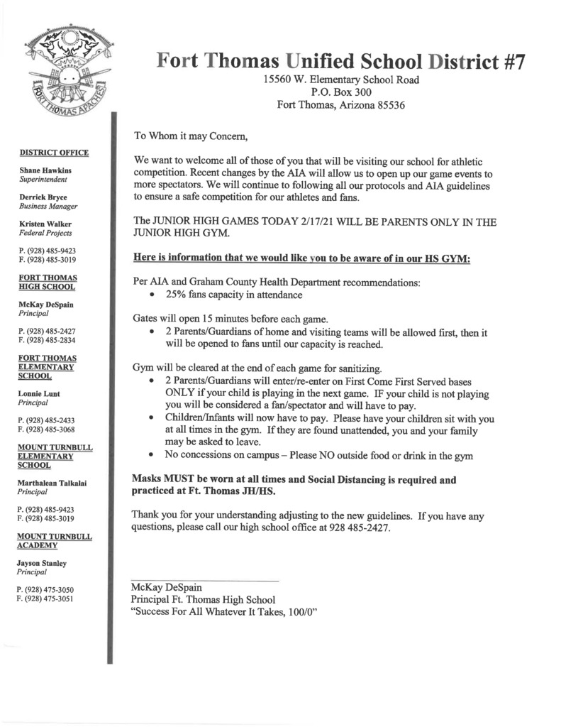 FTHS Athletic Event information