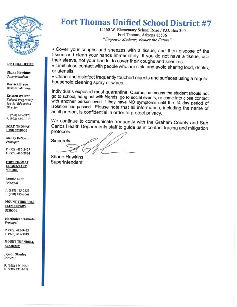 FTHS Parent Letter Pg 2, August 17, 2021