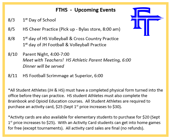 FTHS Events 8/3-11/2022