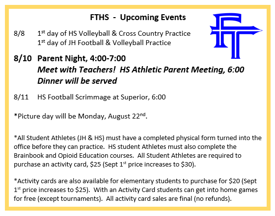 FTHS Events 8/8-11/2022